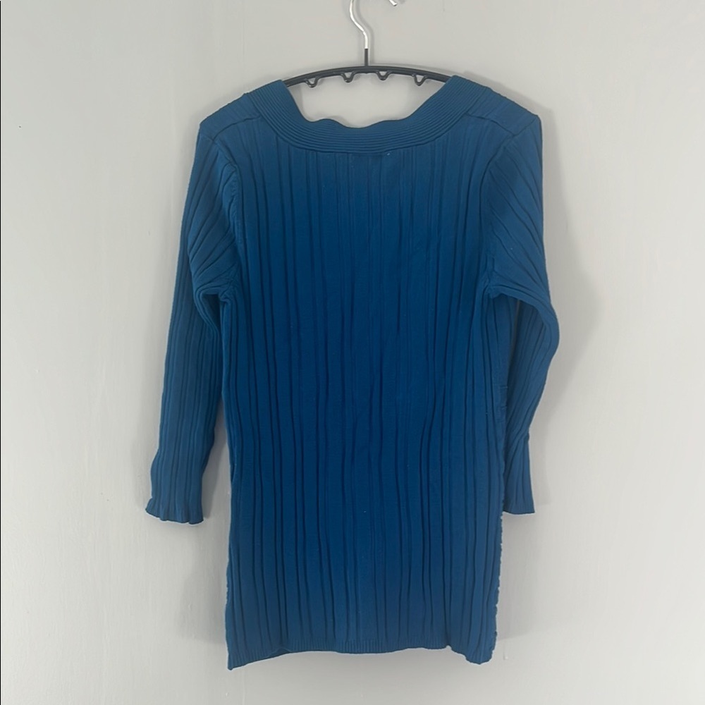 Ricki's Teal Ribbed V-Neck Top - Picture 6 of 6